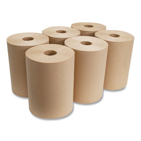 Morcon Paper Hardwound Paper Towels, 1 Ply, Continuous Roll Sheets, 800 ft, Kraft, 6 PK R106